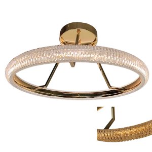 Lustre 3 em 1 Anel Cristal Arco Led Luminaria Pendente Infinito Perfil Sala de Jantar Quarto Recepça