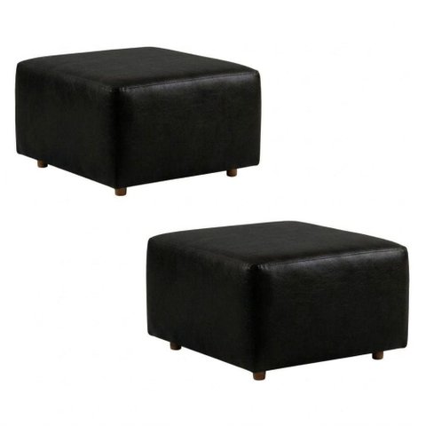 Kit 2 Puff Modular Block 74x74 cm Pes Madeira Courino Tcs 724 Moll