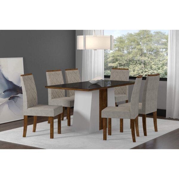 Conjunto Mesa de Jantar com 6 Cadeiras Elegance Espresso Móveis - 1