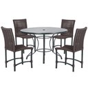 Ver imagem 1 de Mesa Ascoli 100 Cm com 4 Cadeiras Cannes de Alumínio, Pintura Preta e Trama Tela de Corda Náutica