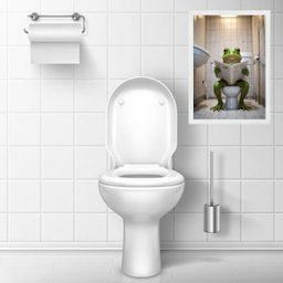 Quadro Divertido Banheiro Rã Lendo Jornal 24x18cm:moldura Branca - 1