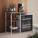 Ver imagem 1 de Aparador Adega Industrial Bar Barzinho Bourbon Aço Branco e Carvalho 95 Cm