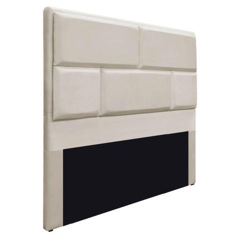 Cabeceira Casal Brick P02 140 cm Para Cama Box Suede Bege