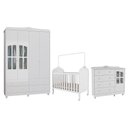 Ver imagem 1 de Dormitório Infantil Elô Janelas Guarda Roupa, Cômoda e Berço Branco Brilho - Móveis Peroba