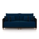 Ver imagem 2 de Sofá Montecarlo 3 Lugares 252cm Veludo/pu Azul/preto