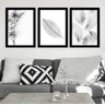 Quadros Decorativos Folhas Tons de Cinza Lindo Sala Quarto - 2