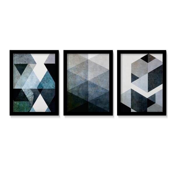 Quadro Abstrato Tons Azuis E Cinza Lindo Sala Quarto Hall - 1