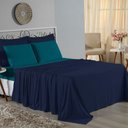 Ver imagem 1 de Jogo de Cama Casal Nobre 4 Peças Lençol com Elástico de 30cm de Altura Malha 100% Algodão - Azul