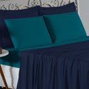 Ver imagem 2 de Jogo de Cama Casal Nobre 4 Peças Lençol com Elástico de 30cm de Altura Malha 100% Algodão - Azul