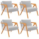 Ver imagem 1 de Kit 4 Poltronas Decorativa para Sala Estar Pietra Estrutura de Madeira L02 Linho Cinza - Lyam