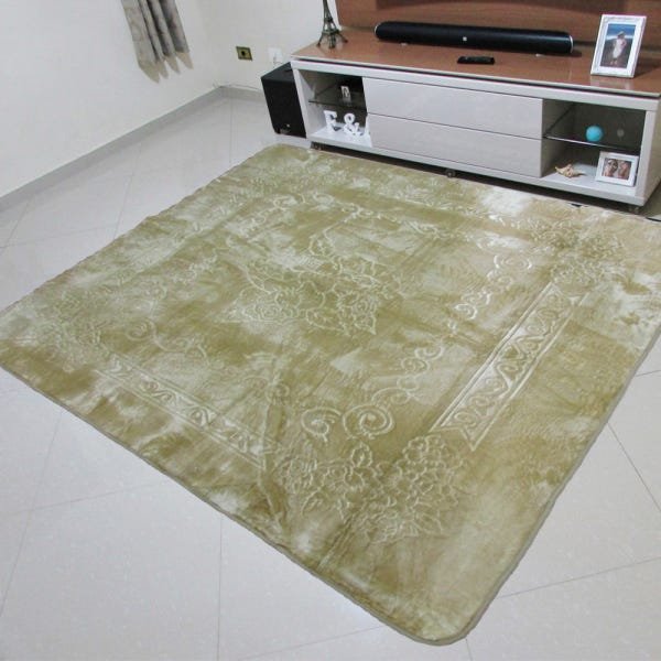 Tapete Aveludado 3D Estampado Bege 2,00Mx2,30M Home Textil - 1