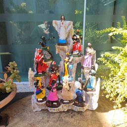 Altar Congá com 12 Orixás de 10 Cm Umbanda Branco Dourado - 8