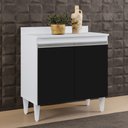 Ver imagem 2 de Balcão de Cozinha Lavanderia com Tampo 02 Portas Sara 80 cm - D’RossiBranco e Preto