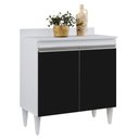 Ver imagem 1 de Balcão de Cozinha Lavanderia com Tampo 02 Portas Sara 80 cm - D’RossiBranco e Preto