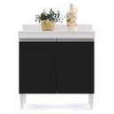 Ver imagem 3 de Balcão de Cozinha Lavanderia com Tampo 02 Portas Sara 80 cm - D’RossiBranco e Preto