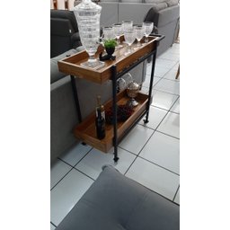 Adega/Carrinho de Chá Dubaí Estilo Industrial Gdecor - Madeira Maciça - 4
