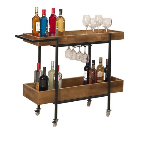 Adega/Carrinho de Chá Dubaí Estilo Industrial Gdecor - Madeira Maciça