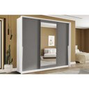 Ver imagem 1 de Guarda Roupa Casal 3 Portas de Correr (1 C/ Espelho) e 4 Gavetas Porto Branco/cinza - Politorno