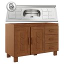 Ver imagem 1 de Balcão de Cozinha com Pia 120cm 2 Portas Giana Castanho F07 - Mpozenato