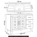 Ver imagem 4 de Balcão de Cozinha com Pia 120cm 2 Portas Giana Castanho F07 - Mpozenato