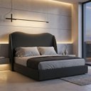Ver imagem 6 de Cabeceira para Cama Box Estofada Persa 140cm Boucle Preto Linha Premium Pés em Sapatas Plasticas.