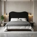 Ver imagem 1 de Cabeceira para Cama Box Estofada Persa 140cm Boucle Preto Linha Premium Pés em Sapatas Plasticas.
