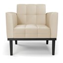 Ver imagem 6 de Poltrona Decorativa Karen Pés Fixo em Madeira Preto Pu Bege G19 - Gran Belo