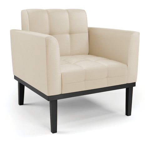 Poltrona Decorativa Karen Pés Fixo em Madeira Preto Pu Bege G19 - Gran Belo