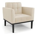 Ver imagem 1 de Poltrona Decorativa Karen Pés Fixo em Madeira Preto Pu Bege G19 - Gran Belo