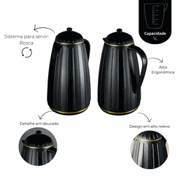 Garrafa Térmica de Plástico Carrossel Preta 1l - Wolff - 9