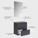 Ver imagem 2 de Gabinete para Banheiro com Espelho 60cm MDF Grafite Dubai - On Móveis