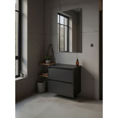 Gabinete para Banheiro com Espelho 60cm MDF Grafite Dubai - On Móveis