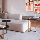 Ver imagem 2 de Kit Mesa Centro e Lateral Chanfrada Pes Metal Dourado Nero Artesano Nero Dourado
