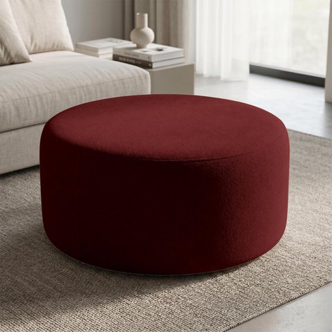 Puff Mezza Central Redondo Decorativo para Sala Orgânico Confortável e Reforçado Bouclé