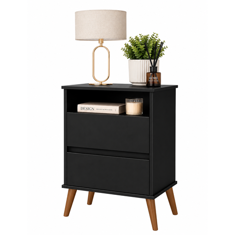 Mesa Cabeceira Onix Cor:Preto Mizza Decor Preto