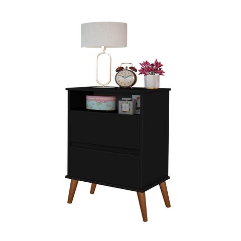 Mesa Cabeceira Onix Cor:preto Mizza Decor Preto