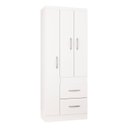 Ver imagem 5 de Cômoda 868 4 Gavetas e 1 Porta com Guarda Roupa Solteiro Milão 3 Portas Branco Brilho - Poquema