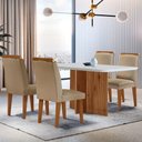 Ver imagem 1 de Mesa Olímpia 120cm Mdf Canto Copo Com 4 Cadeiras Athenas