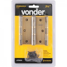 Dobradiça 3.1/2" com anel rolamento latonada com 3 peças Vonder - 2