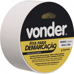 Fita adesiva para demarcação 48 mm x 30 m branca Vonder