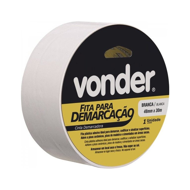 Fita adesiva para demarcação 48 mm x 30 m branca Vonder