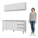 Ver imagem 4 de Armário Aéreo e Balcão Gabinete sem Tampo 160cm Andréia Branco - Ajl Móveis