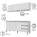 Ver imagem 2 de Armário Aéreo e Balcão Gabinete sem Tampo 160cm Andréia Branco - Ajl Móveis