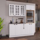 Ver imagem 1 de Cozinha Compacta Modulada Nara 10 Portas 2 Gavetas MDF Branco Fidelita Móveis