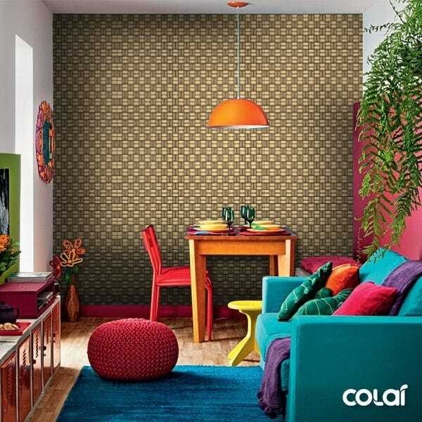 Papel De Parede Adesivo Lavável Cesta De Palha 6m - 5