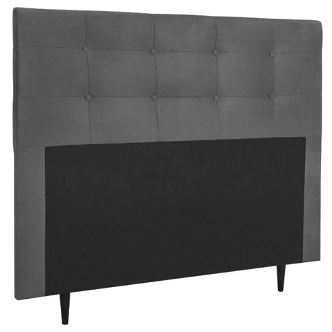 Cabeceira Estofada Cama Box Casal 140 Cm Cristal Suede:suede Cinza
