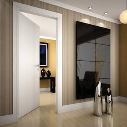 Kit Porta de Madeira 210x80cm Lisa Primer Esquerda Moldufama Branco - 1 Kit Porta de Madeira 210x80cm Lisa Primer Esquerda Moldufama Branco - 1