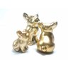 Enfeite de Cerâmica Buldogue com 3 Pçs Dourado Fosco - 1