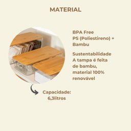 Organizador Clear 6,3l com Tampa de Bambu - 30,5x15,5x15,5cm - 5