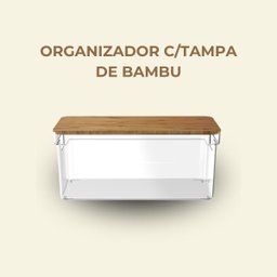 Organizador Clear 6,3l com Tampa de Bambu - 30,5x15,5x15,5cm - 4